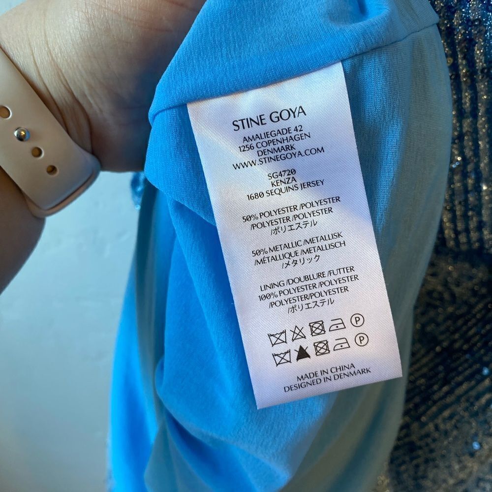 STINE GOYA Kenza Asymmetrical Sequin Mini Dress in Hydrangea Blue - Picture 11 of 12
